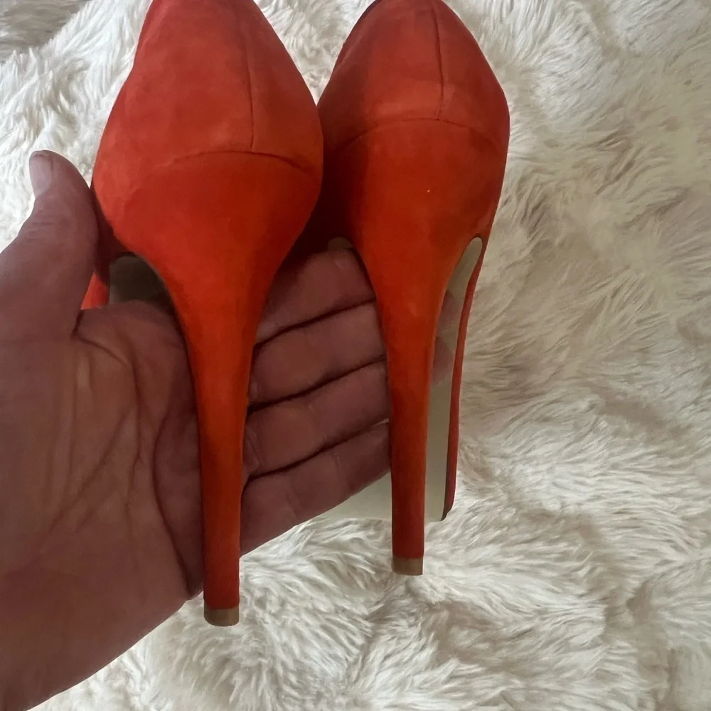 Jeffrey Campbell Orange Fuschia Purple Suede Bow Platform Heels 9.5